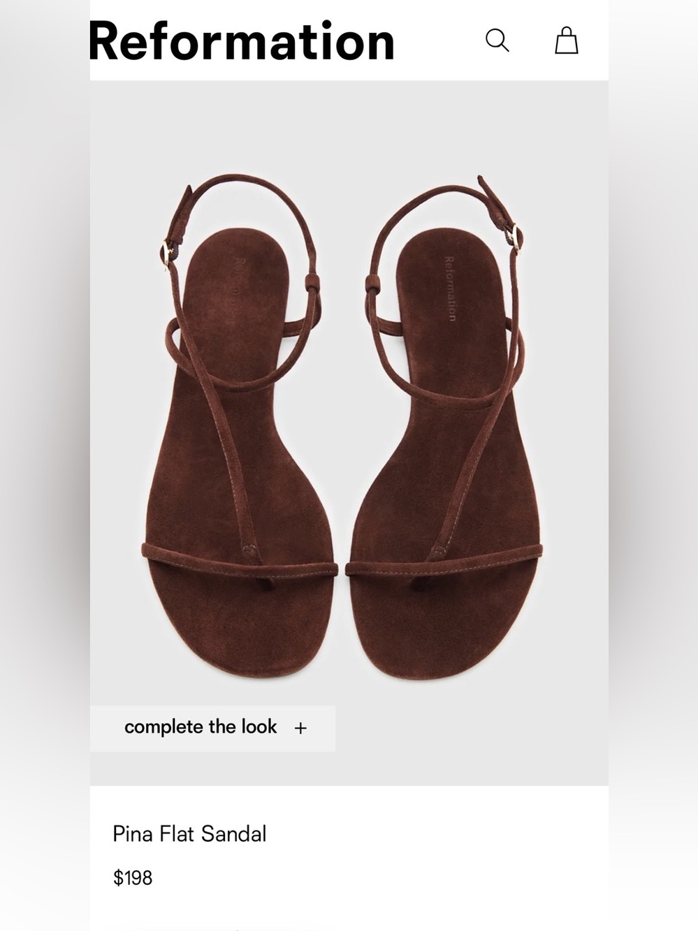 Reformation Brown Strappy Flat Sandal